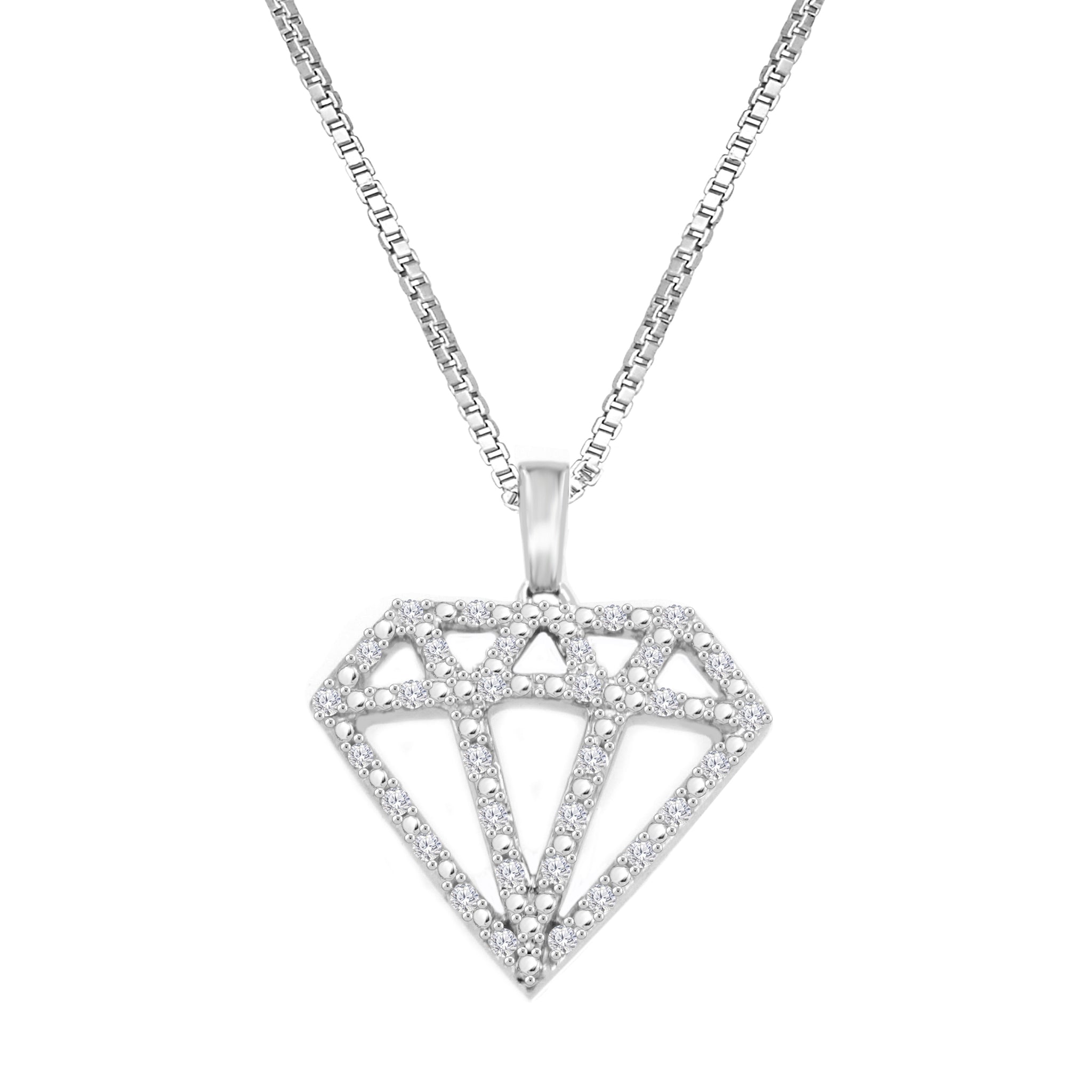 1/10 Cttw Diamond Shaped Pendant Necklace in Sterling Silver