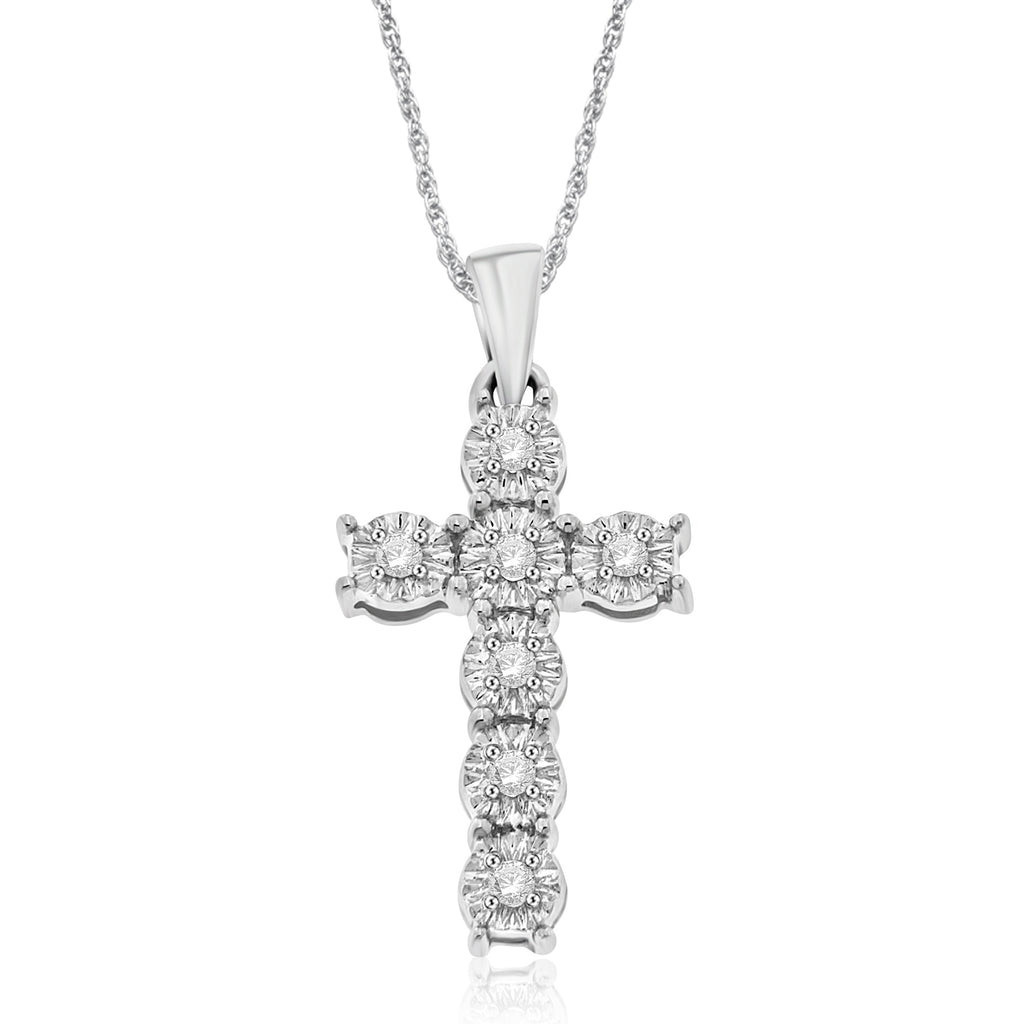 1/10 Cttw Diamond Cross Necklace in Sterling Silver – Natalia Drake