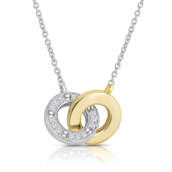 1/4 Cttw Diamond Interlocking Circle Pendant Necklace