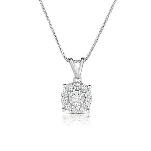 1/4 Cttw Diamond Princess Halo Necklace