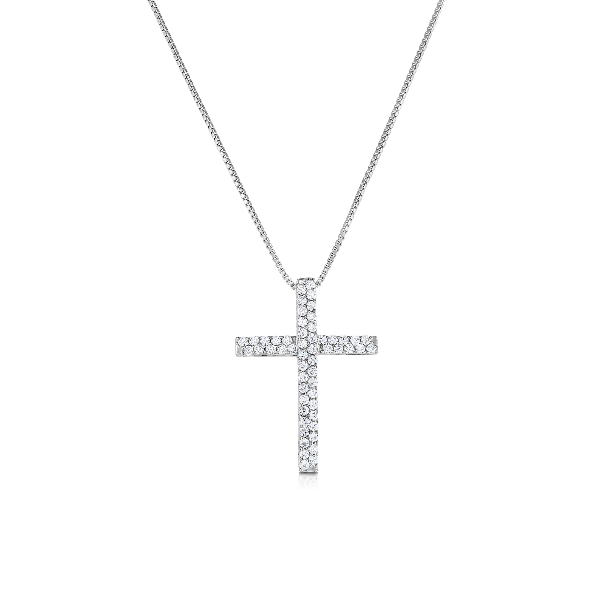 1/3 Cttw Diamond Pave Cross Necklace in 10K White Gold