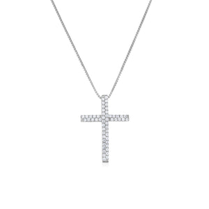 1/3 Cttw Diamond Pave Cross Necklace in 10K White Gold