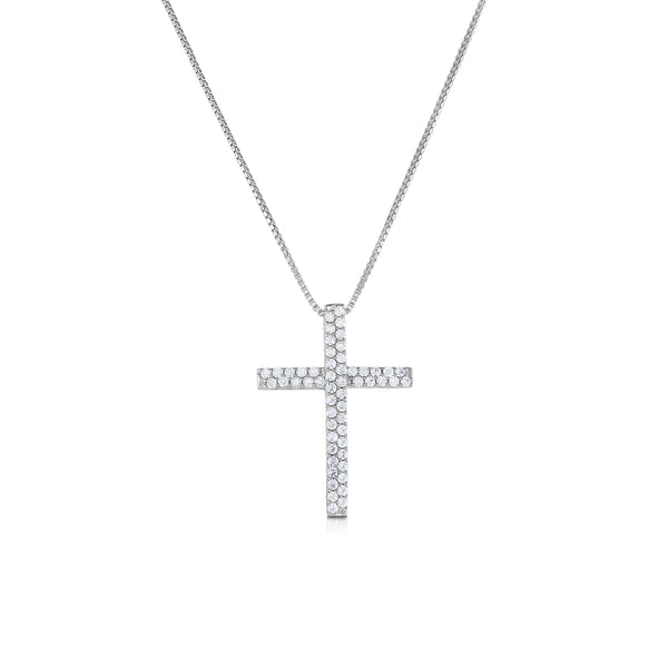 1/3 Cttw Diamond Pave Cross Necklace in 10K White Gold