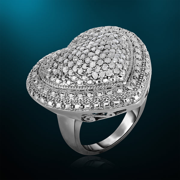 1 Cttw Diamond Pave Heart Statement Ring