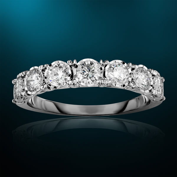 14K White Gold 1 Cttw Diamond Wedding Band Ring for Women